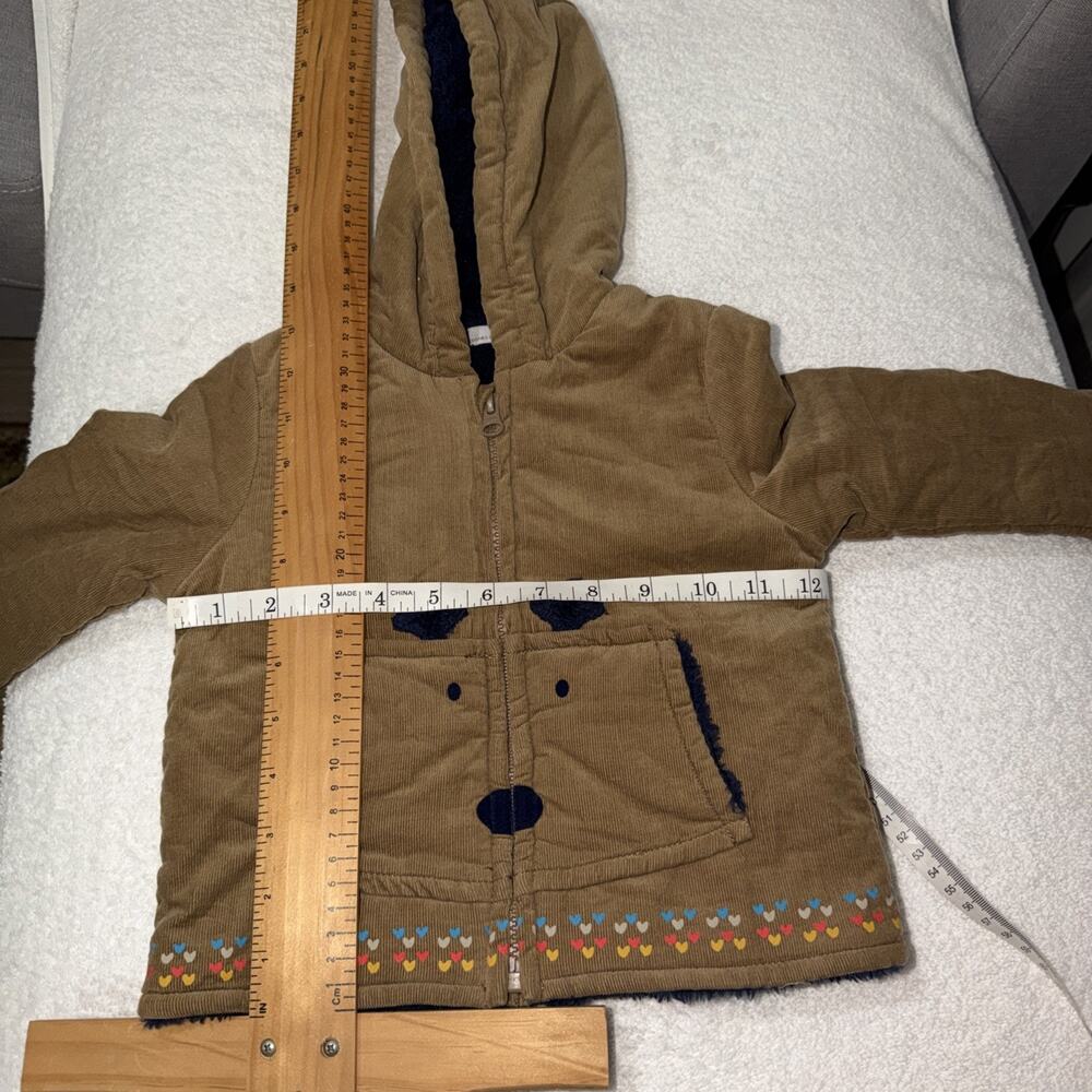 Designed in France Baby Cardigan corduroy Hooded Jacket Sherpa lining Sz-18 Mon - Picture 8 of 8